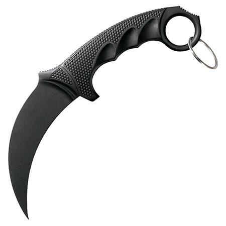 Cold Steel FGX 4-Inch Fixed Blade Karambit Knife with Plain Edge Black Griv-Ex Blade and Overmolded Kray-Ex Handle