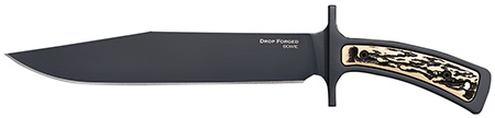 Cold Steel CS-36MK Drop Forged  9.50" Fixed Bowie Plain Black 52100 High Carbon Steel Blade/ Black & Ivory Faux Stag Handle Includes Belt Loop/Sheath