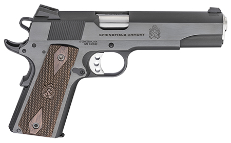 Springfield Armory 1911 Garrison 9mm Luger, 5" Stainless Match Grade Barrel, 9+1 Capacity, Blued Serrated Carbon Steel Slide, Beavertail Carbon Steel Frame, Thin-Line Wood Grips