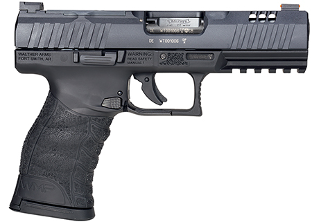 Walther WMP Optic Ready .22 WMR, 15+1, 4.50" Stainless Steel Barrel, Black Optic Ready Serrated Slide, Black Polymer Frame with Picatinny Rail, Black Polymer Grip, Ambidextrous