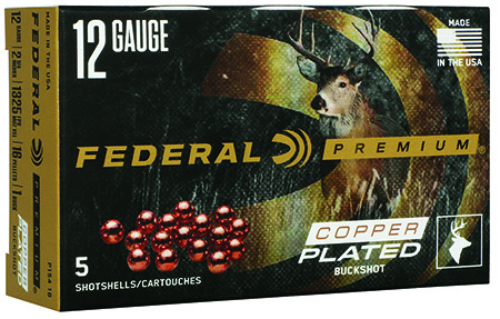 Federal Premium Max Buck 12 Gauge 2.75" Shotshell 1 Buckshot 16 Pellets 5 Rounds/Box 50 Rounds/Case