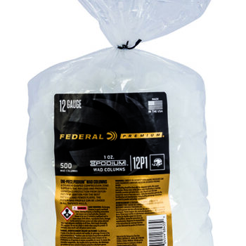 Federal 12 Gauge 1oz Podium Wad Premium 12P1 White Plastic Shotshell 500 Rounds