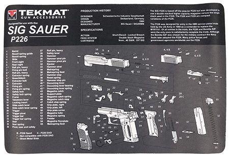 Sig Sauer P226 Gun Cleaning Mat 11" x 17" with Parts Diagram 3 Sig Sauer P226 Gun Cleaning Mat 11" x 17" with Parts Diagram