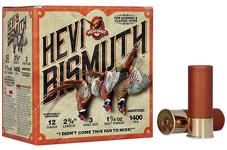 HEVI-Shot HEVI-Bismuth Upland 12 Gauge 2.75" 1 1/4oz Bismuth 3 Shot Shotgun Shells 25 Rounds