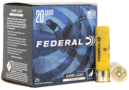 Federal Game-Shok 20 Gauge 3" 1-1/4 oz 6-Shot Shotgun Ammo High Brass - 25 Rounds