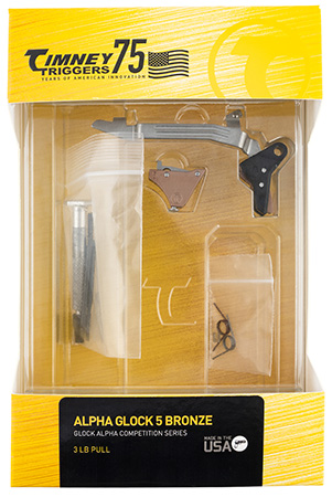 Timney Triggers ALPHAGLOCK5 Alpha Competition 9mm Luger/40 S&W/22 LR, Bronze Straight Trigger, Compatible w/Glock Gen5 & Glock 44