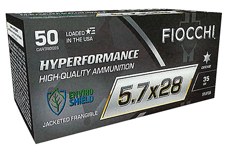 Fiocchi 5.7x28mm 35gr JHF Jacketed Hollow Point Ammunition 50 Rounds per Box
