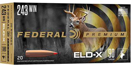 Federal Premium ELD-X .243 Win Ammunition - 90 gr, 20 Per Box, 10 Cases