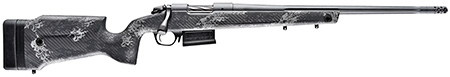 Bergara B-14 Crest 6.5 Creedmoor Bolt-Action Rifle 20" Fluted Threaded Barrel Sniper Gray Cerakote Monte Carlo Carbon Fiber Stock Black Gray Splatter Omni Muzzle Brake
