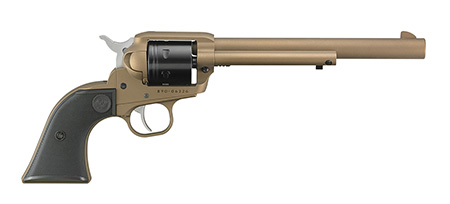 Ruger Wrangler 22 LR, 6-Round, 7.50" Barrel, Burnt Bronze Cerakote, Black Cylinder, Checkered Polymer Grips