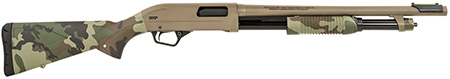 Winchester SXP Defender 12 Gauge Pump-Action Shotgun FDE Finish Woodland Camo Stock 18" Barrel 3" Chamber 5+1 Capacity Tactical Forearm Recoil Pad