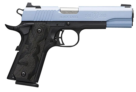 Browning 1911-380 Black Label .380 ACP, 4.25" Matte Stainless Steel Barrel, Polar Blue Cerakote Serrated Aluminum Slide, Matte Black Polymer Frame with Beavertail, 8+1 Capacity