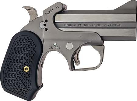 Bond Arms Rowdy XL .45 Colt/.410 Derringer, 3.5" Barrel, 2-Round Capacity, Matte Stainless Steel Frame, Black Extended B6 Resin Grips