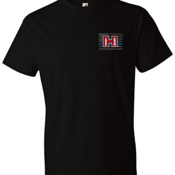 Hornady Gear POW Blue Line Cotton Short Sleeve Semi-Fitted T-Shirt - Small Black