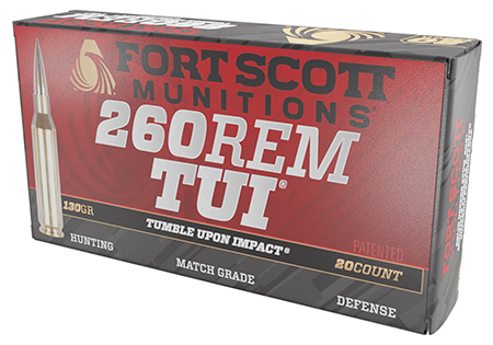 Fort Scott .260 Remington 130gr Solid Copper Hunting Ammunition Tumble Upon Impact (TUI) 20 Rounds