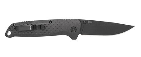 SOG Folding Knife Adventure LB 3.5-Inch Drop Point Black TiNi Blade Textured GRN Handle