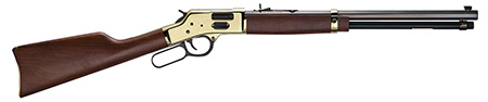 Henry Side Gate .45 Colt Lever Action - 20" Blued Octagon Barrel, 10+1 Capacity, Polished Brass Receiver, Adjustable Sight, American Walnut Stock