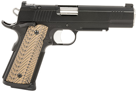Dan Wesson Specialist .45 ACP, 8+1 (2 Magazines), 5" Match Grade Stainless Barrel, Black, Beavertail Frame with Picatinny Rail, Optic Cut Serrated Slide, Black/Brown G10 Grip, Night Sights