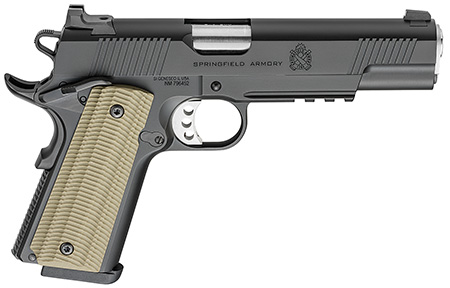 Springfield Armory Operator 9mm Pistol - 5" Stainless Match Grade Barrel, 9+1 Capacity, Black Cerakote Finish, VZ G10 Grips, Picatinny Rail