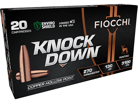 Fiocchi 270 Winchester 130gr Hollow Point Hunting Ammunition 270 Win Knock Down Enviro Shield
