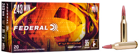 Federal Fusion .243 Winchester 95gr Bonded Soft Point Rifle Ammunition 20 Rounds