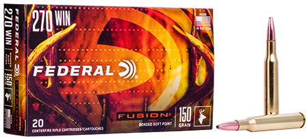 Federal Fusion .270 Winchester 150gr Bonded Soft Point Rifle Ammunition 20 Rounds 3 Federal Fusion .270 Winchester 150gr Bonded Soft Point Rifle Ammunition 20 Rounds