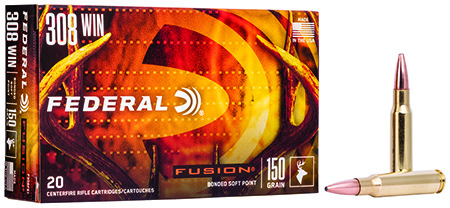 Federal Fusion .308 Winchester 150gr Bonded Soft Point Rifle Ammunition 20 Rounds per Box