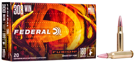 Federal Fusion 308 Winchester 180gr Bonded Soft Point Rifle Ammunition 20 Rounds