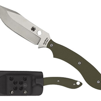 Spyderco FB49GPOD Stok  2.95" Fixed Bowie Plain Stonewashed 8Cr13MoV SS Blade/Olive Drab Textured G10 Handle Includes Sheath w/G-Clip