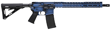 Black Rain Ordnance Spec 15+ We The People 5.56x45mm NATO 30+1 16" Blue Battleworn with Deep Engraving, 15" Slim M-LOK, Magpul Grip/Carbine Stock, Castle Flash Hider