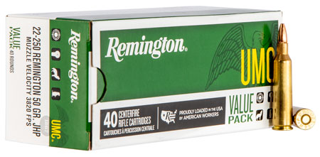 Remington 22-250 Rem 50gr JHP Ammunition 40 Rounds Per Box 10 Boxes