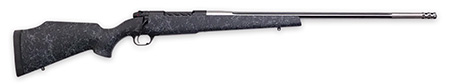 Weatherby Mark V Accumark 300 PRC Bolt-Action Rifle 26" Threaded Fluted Barrel Graphite Black Receiver Gray Webbed Stock Muzzle Brake Adjustable Trigger