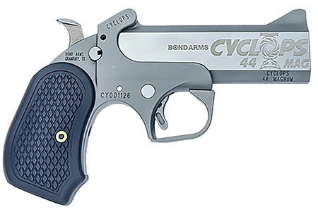 Bond Arms BACY Cyclops Big Bore Derringer 44 Mag 1-Shot 4.25-Inch Barrel Matte Stainless Steel Engraved Frame Extended Grip