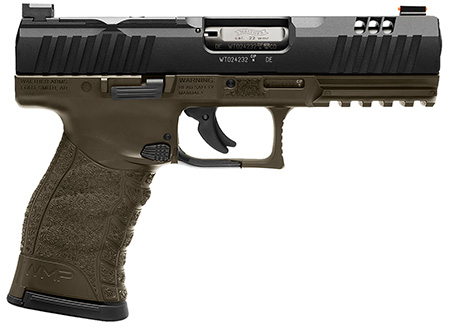 Walther WMP Military .22 WMR, 15+1, 4.50" Black Steel Barrel, OD Green Optic Ready Serrated Slide, OD Green Polymer Frame with Picatinny Rail, Textured Polymer Grip