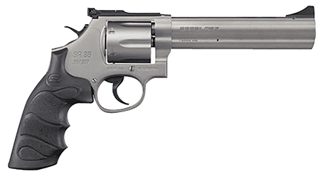 SAR USA SAR SR .38 Special/.357 Mag, 6-Round, 6" Stainless Steel Barrel, Cylinder & Frame, Black Finger Groove Grip, Drop Safety, Exposed Hammer