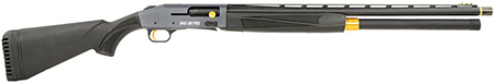 Mossberg 940 Pro JM 12 Gauge Shotgun, 24" Barrel, 3" Chamber, 9+1 Capacity, Tungsten Gray Optic-Cut Receiver, Black Synthetic Stock, Adjustable Shim, Gold Oversized Controls, HiViz TriComp Sight, Extended Chokes