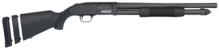 Mossberg 590S 12 Gauge Pump Shotgun Compact 18.5" Barrel Matte Blued Steel 5+1 Capacity Drilled & Tapped Receiver Black Synthetic Stock Adjustable Length of Pull