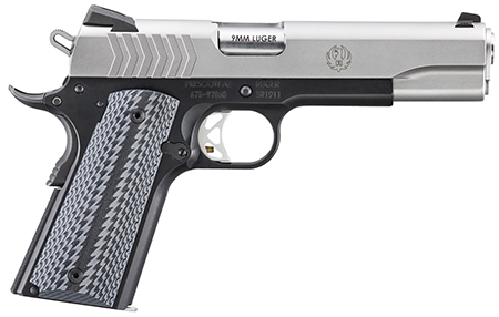 Ruger SR1911 Full Size 9mm Luger, 9+1, 5" Stainless Steel Barrel, Satin Stainless Slide, Black Anodized Aluminum Frame with Beavertail, Black/Gray G10 Grip