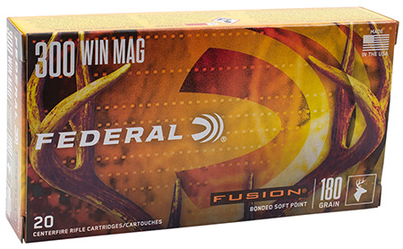 Federal Fusion 300 Win Mag 180gr Bonded Soft Point Rifle Ammunition 20 Rounds Per Box