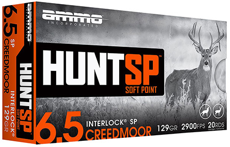 Ammo Inc. Hunt 6.5 Creedmoor 129gr Soft Point, 20-Box/10-Case