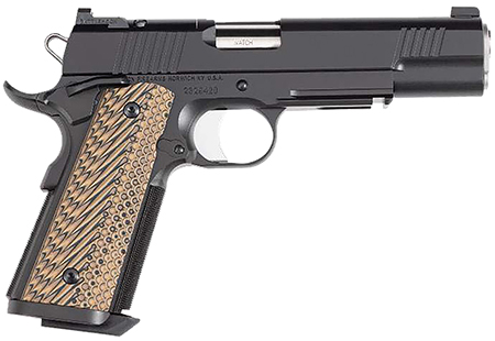 Dan Wesson Specialist Full Size 10mm Auto, 8+1, 5" Stainless Match Grade Barrel, Black Duty Optics Ready Serrated Steel Slide, Black Duty Steel Frame with Picatinny Rail, Black/Brown G10 Grip