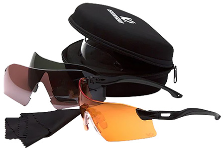 Pyramex Drop Zone Safety Glasses Kit Anti-Fog Black Frame Interchangeable Lenses