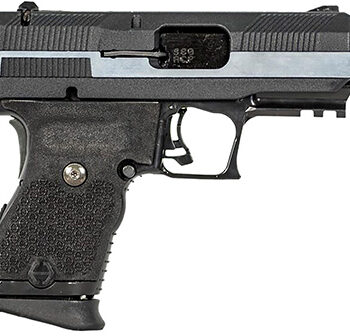 Hi-Point YC380 .380 ACP, 3.93" Black Threaded Barrel, Black/Chrome YC9 Styled Serrated Steel Slide, Black Polymer Frame with Picatinny Rail, Black Plastic Grip, 10+1 Capacity