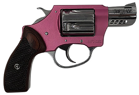 Charter Arms Coyote .380 ACP 2" 5-Round Revolver, Pink & High-Polish Finish, Small Rosewood Checkered Grip