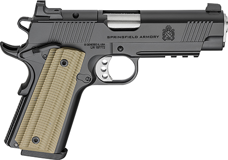 Springfield Armory 1911 Operator .45 ACP Pistol, 4" Barrel, 8+1 Capacity, Black Cerakote Optic-Ready Carbon Steel Slide, VZ G10 Grip