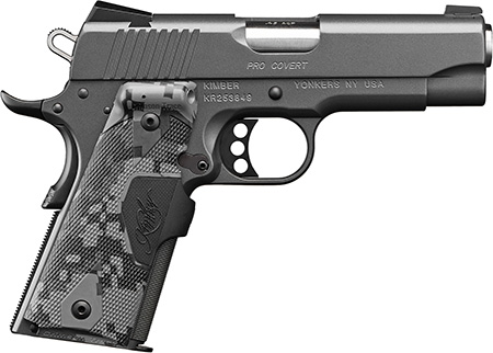 Kimber Pro Covert .45 ACP Pistol, 4" Barrel, 7+1 Capacity, Stainless Steel Slide, Charcoal Gray KimPro II Finish, Crimson Trace Urban Camouflage Grip