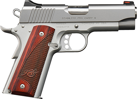 Kimber Stainless Pro Carry II 45ACP Pistol 7+1 4" Barrel Rosewood Grips
