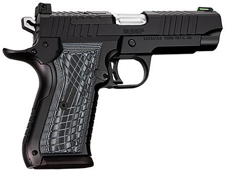 Kimber KDS9C 9mm Semi-Auto Pistol 15+1 Rounds 4.09" Barrel KimPro Black Finish Serrated Slide Stainless Steel Gray Black G10 Grip