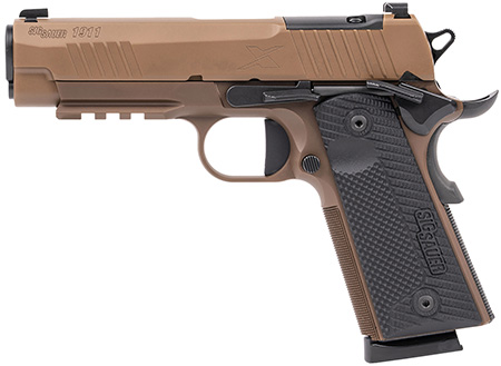 Sig Sauer 1911 XCarry .45 ACP Pistol, 5.75" Barrel, 8-Round Capacity, Black DLC Coyote PVD Finish, Optic-Ready Stainless Steel Slide, Black G10 Grip