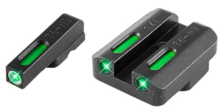 TruGlo TFX Black Sight Set Green Tritium Fiber Optic White Outline Front and Rear